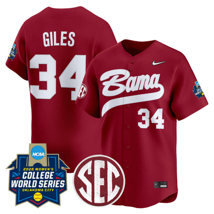 Men's Size - Alabama Softball 2026 World Series (WCWS) Vapor Premier Limited Jersey - All Stitched