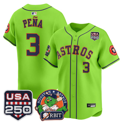 Men's Astros Orbit & 250 America Patch Vapor Premier Limited Jersey - All Stitched