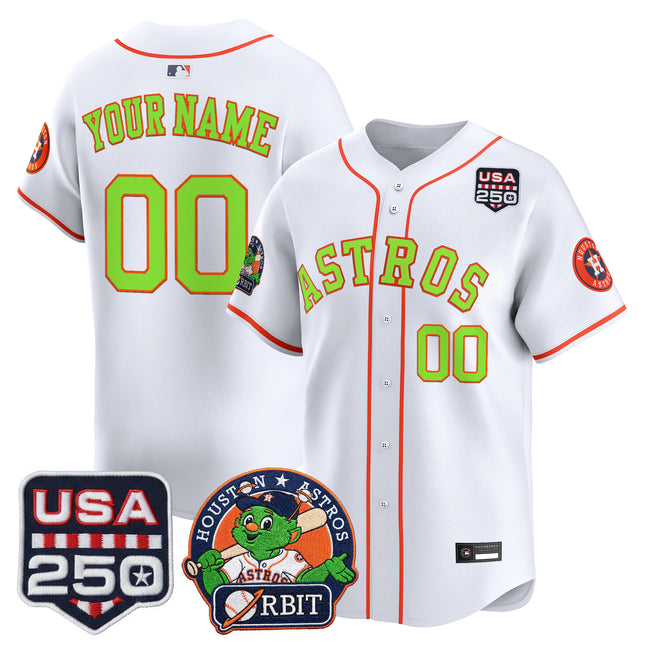 Astros Orbit & 250 America Patch Vapor Premier Limited Custom Jersey - All Stitched
