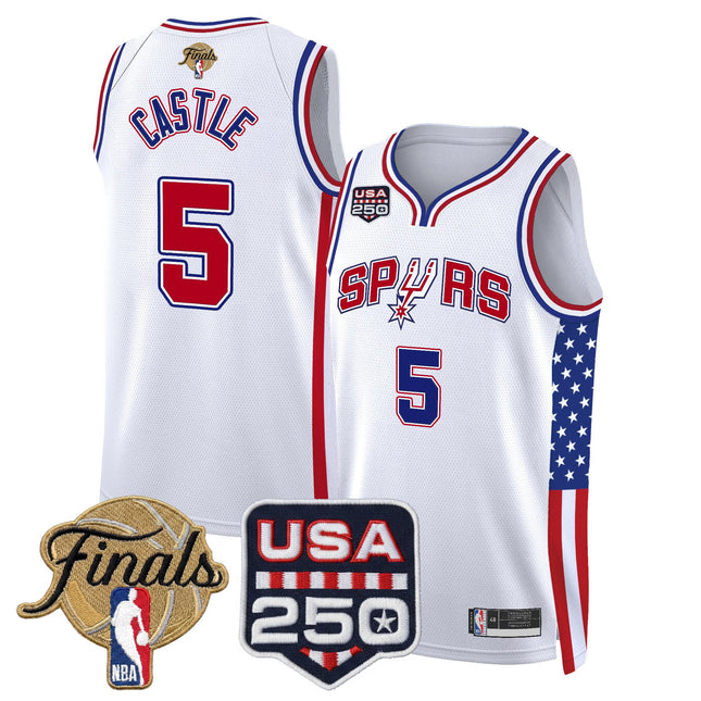 Men's San Antonio Spurs "America 250 Edition" 2026 Finals Patch Swingman Jersey - All Stitched