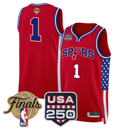 Men's San Antonio Spurs "America 250 Edition" 2026 Finals Patch Swingman Jersey - All Stitched