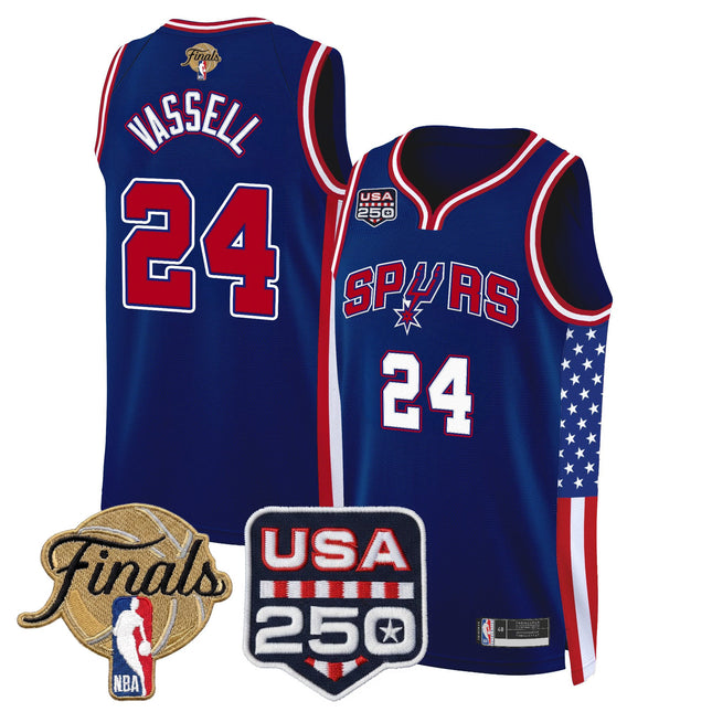 Men's San Antonio Spurs "America 250 Edition" 2026 Finals Patch Swingman Jersey - All Stitched