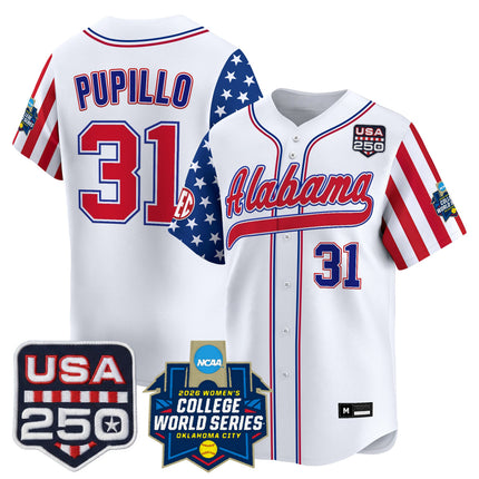 Men's Size - Alabama Softball "America 250 Edition" Vapor Premier Limited Jersey - 2026 World Series (WCWS) - All Stitched