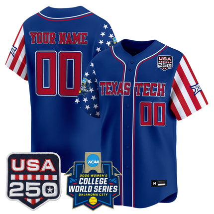 Texas Tech Red Raiders "America 250 Edition" Vapor Premier Limited Custom Jersey - 2026 World Series (WCWS) - All Stitched