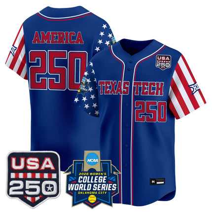 Men's Size - Texas Tech Red Raiders "America 250 Edition" Vapor Premier Limited Jersey - 2026 World Series (WCWS) - All Stitched