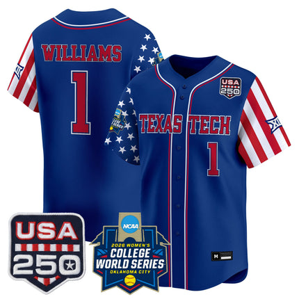 Men's Size - Texas Tech Red Raiders "America 250 Edition" Vapor Premier Limited Jersey - 2026 World Series (WCWS) - All Stitched