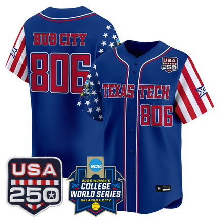 Men's Size - Texas Tech Red Raiders "America 250 Edition" Vapor Premier Limited Jersey - 2026 World Series (WCWS) - All Stitched