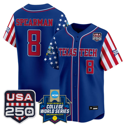 Men's Size - Texas Tech Red Raiders "America 250 Edition" Vapor Premier Limited Jersey - 2026 World Series (WCWS) - All Stitched