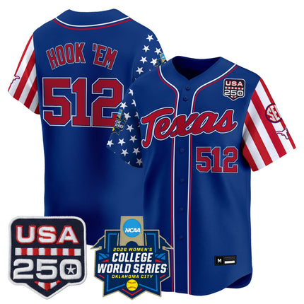 Men's Size -Texas Longhorn "America 250 Edition" Vapor Premier Limited Jersey - 2026 World Series (WCWS) - All Stitched