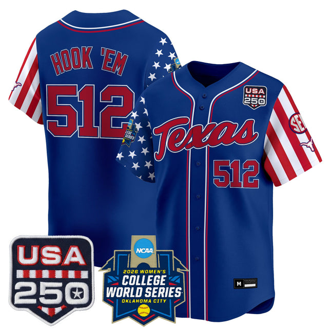 Men's Size -Texas Longhorn "America 250 Edition" Vapor Premier Limited Jersey - 2026 World Series (WCWS) - All Stitched