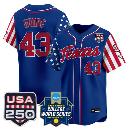 Men's Size -Texas Longhorn "America 250 Edition" Vapor Premier Limited Jersey - 2026 World Series (WCWS) - All Stitched