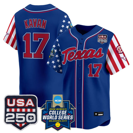 Men's Size -Texas Longhorn "America 250 Edition" Vapor Premier Limited Jersey - 2026 World Series (WCWS) - All Stitched