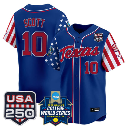 Men's Size -Texas Longhorn "America 250 Edition" Vapor Premier Limited Jersey - 2026 World Series (WCWS) - All Stitched