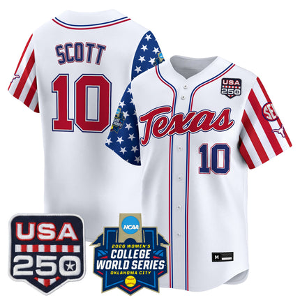 Men's Size -Texas Longhorn "America 250 Edition" Vapor Premier Limited Jersey - 2026 World Series (WCWS) - All Stitched