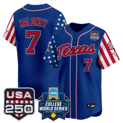 Men's Size -Texas Longhorn "America 250 Edition" Vapor Premier Limited Jersey - 2026 World Series (WCWS) - All Stitched