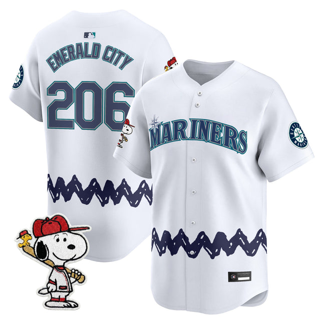 Men's Seattle Mariners x Peanuts Vapor Premier Limited Jersey - Stitched
