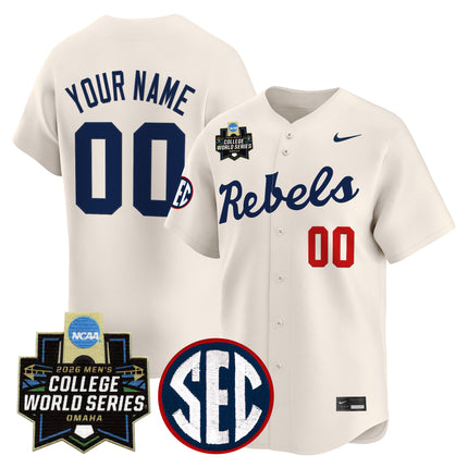 Ole Miss Rebels 2026 World Series Vapor Premier Limited Custom Jersey - All Stitched