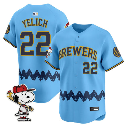Men's Milwaukee Brewers x Peanuts Vapor Premier Limited Jersey - Stitched