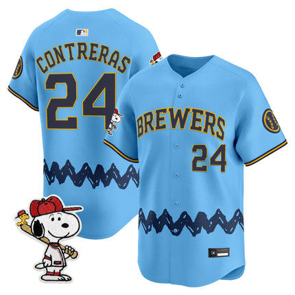 Men's Milwaukee Brewers x Peanuts Vapor Premier Limited Jersey - Stitched