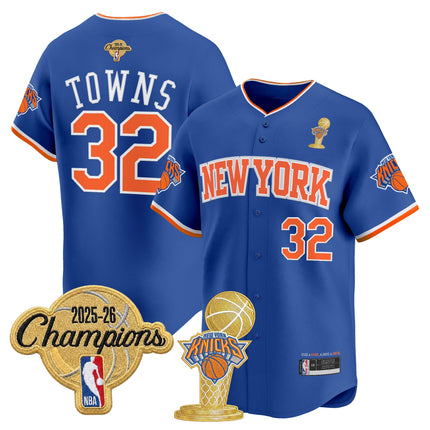 Men's New York Knicks 2026 Champions Patch Vapor Baseball Jersey - All Stitched