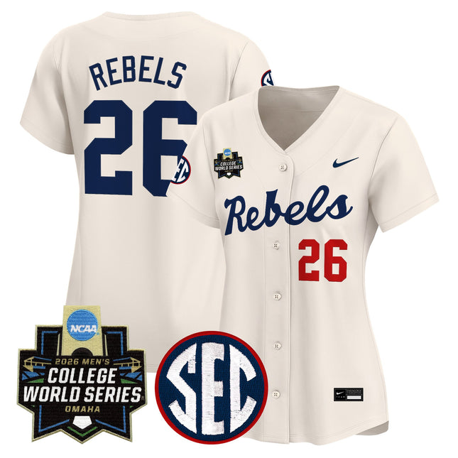 Women's Ole Miss Rebels 2026 World Series Vapor Premier Limited Jersey - All Stitched