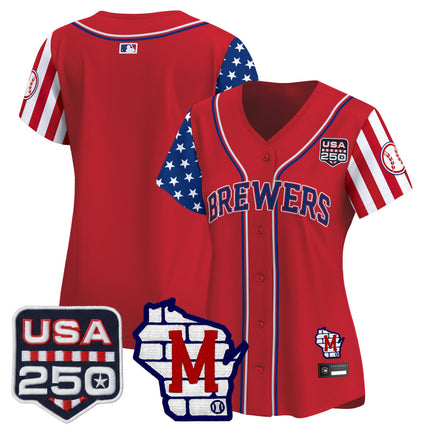 Women's Milwaukee Brewers "America250 Edition" Vapor Premier Limited Jersey - All Stitched