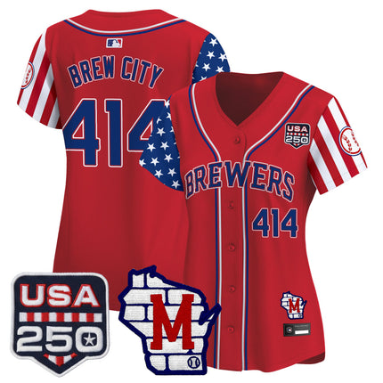 Women's Milwaukee Brewers "America250 Edition" Vapor Premier Limited Jersey - All Stitched