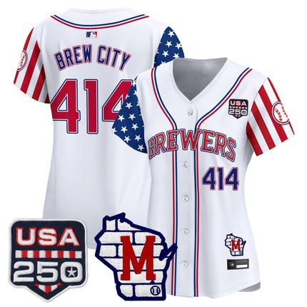 Women's Milwaukee Brewers "America250 Edition" Vapor Premier Limited Jersey - All Stitched