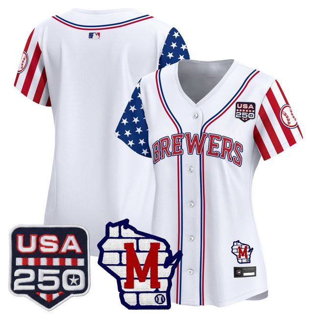Women's Milwaukee Brewers "America250 Edition" Vapor Premier Limited Jersey - All Stitched