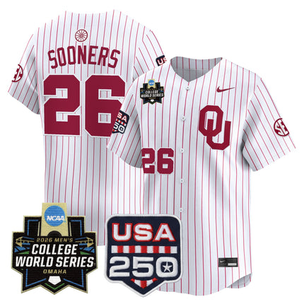 Men's Oklahoma Sooners 2026 World Series Vapor Premier Limited Jersey - 250 America Patch - All Stitched