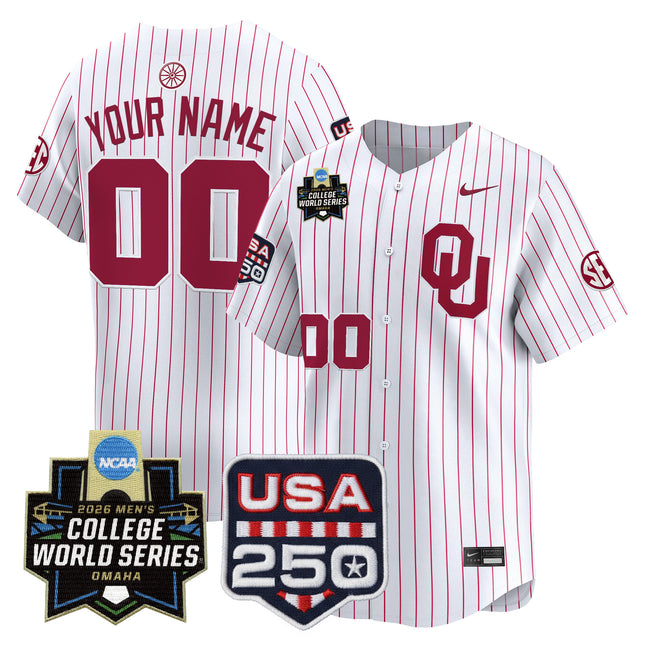 Oklahoma Sooners 2026 World Series Vapor Premier Limited Custom Jersey - 250 America Patch - All Stitched