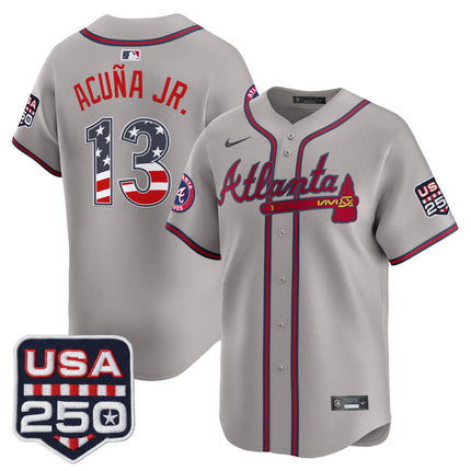 Men's Atlanta Braves USA 250 Fourth of July Vapor Premier Limited Jersey - All Stitched