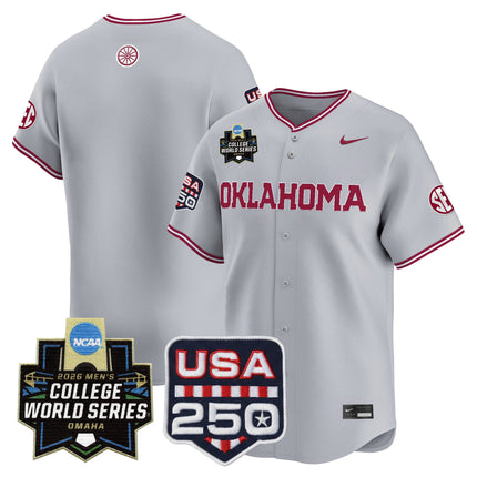 Men's Oklahoma Sooners USA 250 Fourth of July Vapor Premier Limited Jersey - 2026 World Series Patch - All Stitched
