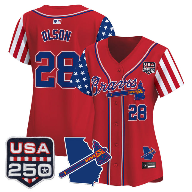 Women's Atlanta Braves "America 250 Edition" Vapor Premier Limited Jersey - All Stitched