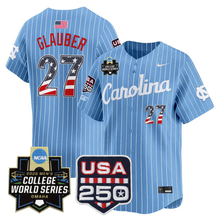 Men's North Carolina Tar Heels USA 250 Fourth of July Vapor Premier Limited Jersey - 2026 World Series patch - All Stitched