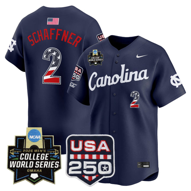 Men's North Carolina Tar Heels USA 250 Fourth of July Vapor Premier Limited Jersey - 2026 World Series patch - All Stitched