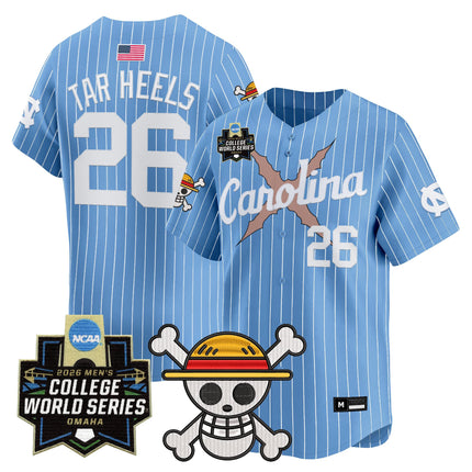 Men's North Carolina Tar Heels 2026 World Series x One Piece Vapor Premier Limited Jersey - All Stitched