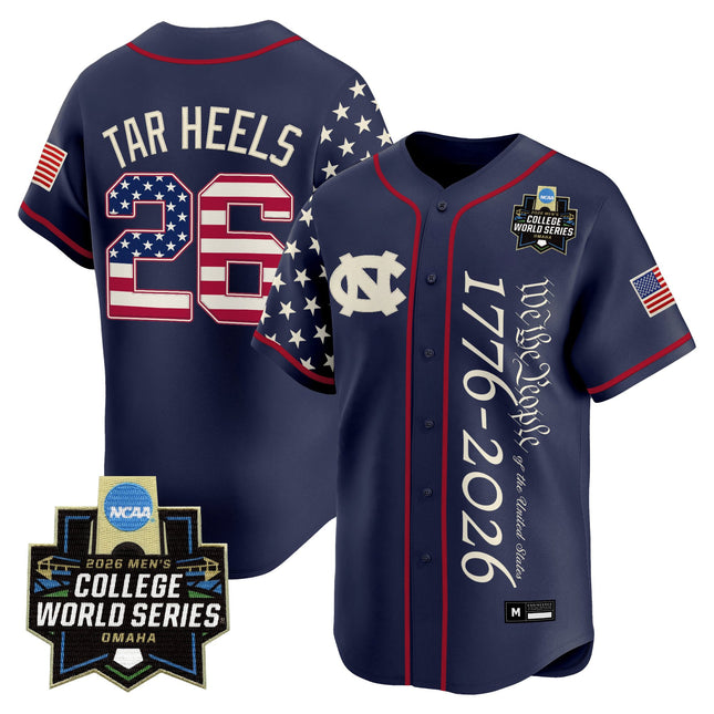 Men's North Carolina Tar Heels 2026 World Series "America 250 Edition" Vapor Premier Limited Jersey V2 - All Stitched