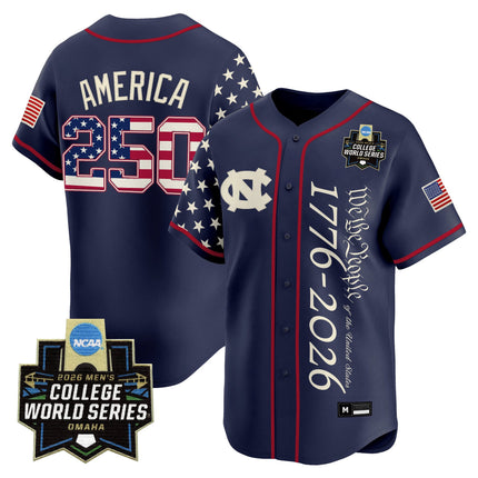 Men's North Carolina Tar Heels 2026 World Series "America 250 Edition" Vapor Premier Limited Jersey V2 - All Stitched
