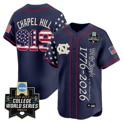 Men's North Carolina Tar Heels 2026 World Series "America 250 Edition" Vapor Premier Limited Jersey V2 - All Stitched