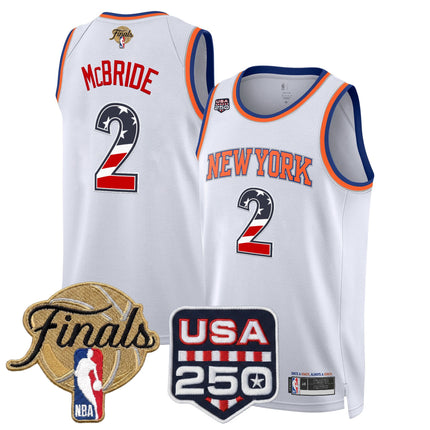 Men's New York Knicks USA 250 Fourth of July Swingman Jersey - 2026 Finals patch- All Stitched