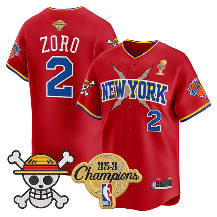 Men's New York Knicks 2026 Champions Patch x One Piece Vapor Baseball Jersey - All Stitched