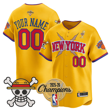 New York Knicks 2026 Champions Patch x One Piece Vapor Custom Baseball Jersey - All Stitched