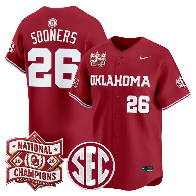 Men's Oklahoma Sooners 2026 National Champions Patch Vapor Premier Limited Jersey - All Stitched