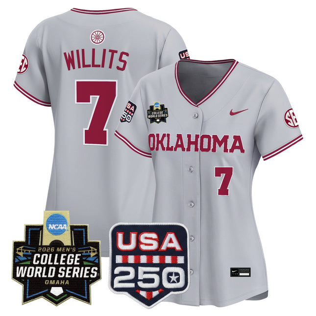 Women's Oklahoma Sooners 2026 World Series Vapor Premier Limited Jersey - 250 America Patch - All Stitched