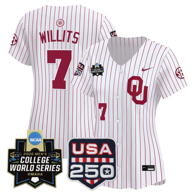 Women's Oklahoma Sooners 2026 World Series Vapor Premier Limited Jersey - 250 America Patch - All Stitched