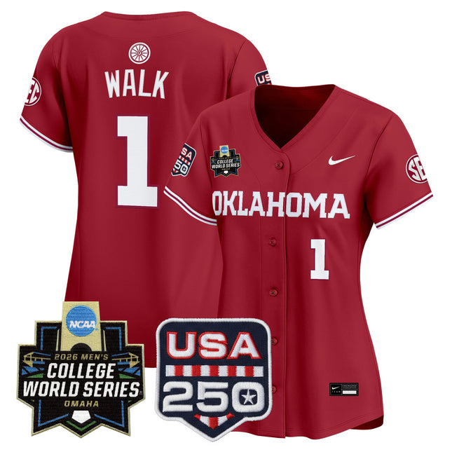 Women's Oklahoma Sooners 2026 World Series Vapor Premier Limited Jersey - 250 America Patch - All Stitched