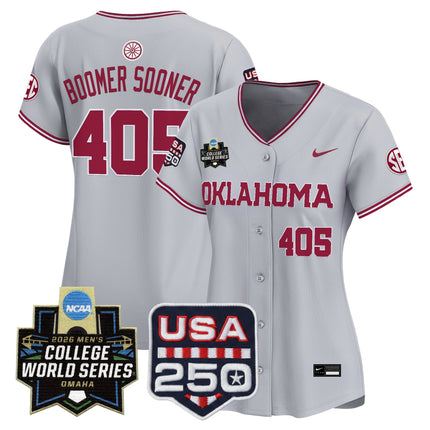 Women's Oklahoma Sooners 2026 World Series Vapor Premier Limited Jersey - 250 America Patch - All Stitched