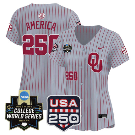 Women's Oklahoma Sooners 2026 World Series Vapor Premier Limited Jersey - 250 America Patch - All Stitched