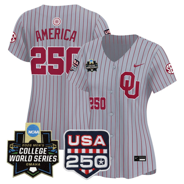 Women's Oklahoma Sooners 2026 World Series Vapor Premier Limited Jersey - 250 America Patch - All Stitched